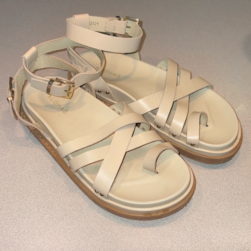 Made in Spain Alohas Ankle Strap Double Accent Buckle Sandals